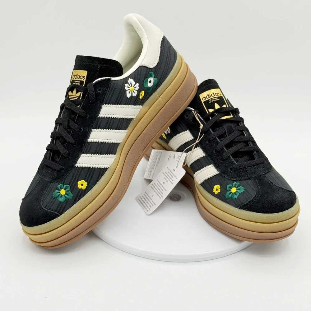 Adidas X Liberty London Gazelle Bold W Size 8.5 Black White Flowers IH1922, NEW